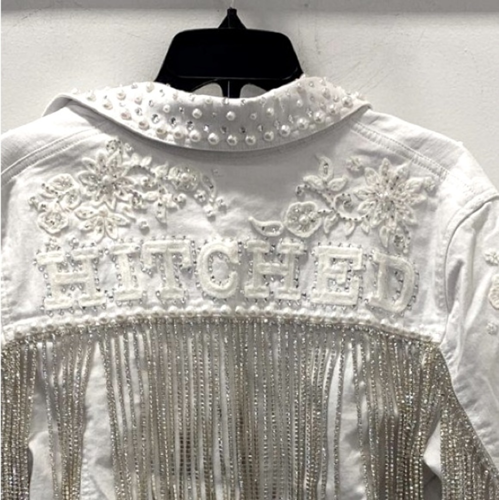 "Boot Barn Double D Ranch Hitched Bridal Jacket rhinestone pearls embroidery M - Picture 9 of 14